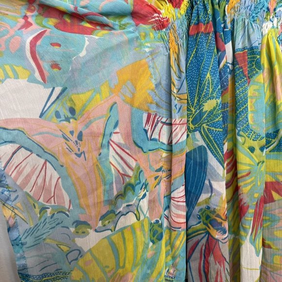 Women’s Swimsuit Coverup Size Large/XL Butterfly Colorful Print Long Beaded - Picture 7 of 8